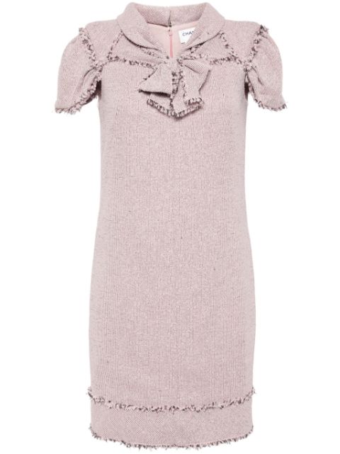 HOT SALE CHANEL 2009 bow-embellished tweed minidress Women