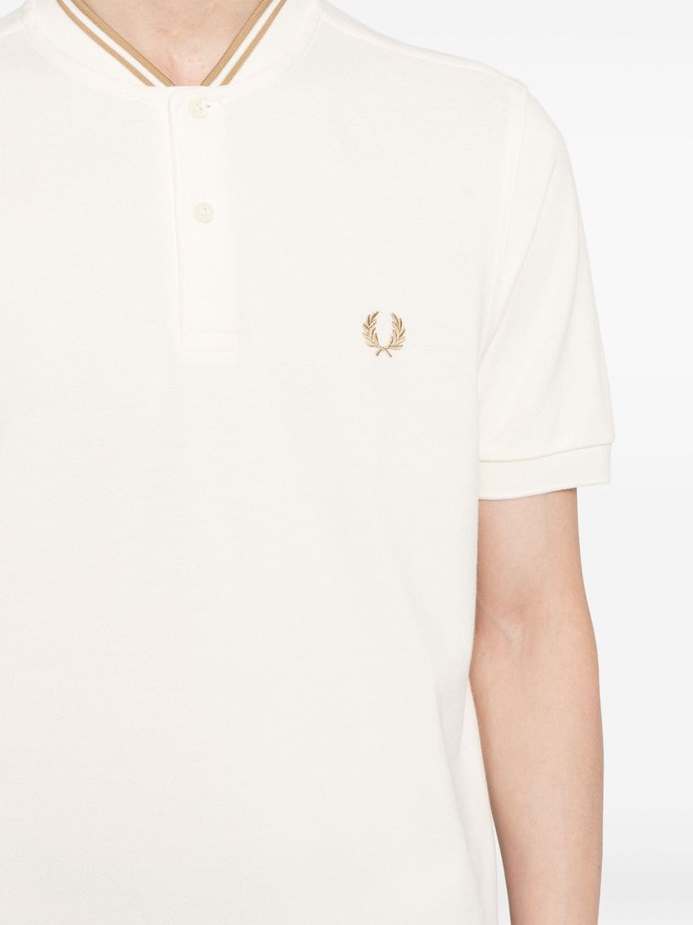 Shop Fred Perry Band-collar Polo Shirt In White