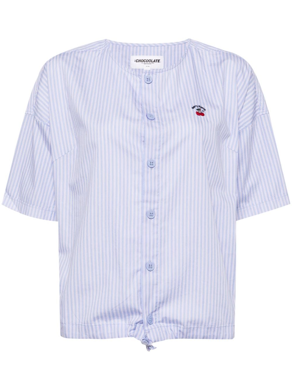Chocoolate Cherry-embroidered Striped Shirt In Blue