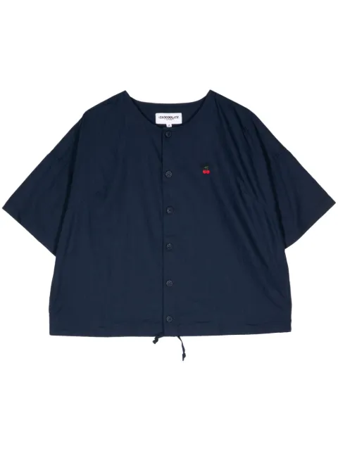 CHOCOOLATE cherry-embroidered cropped shirt 