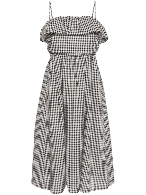 knee length dresses for ladies Kinslee Midi Dress - Black Gingham main image 0