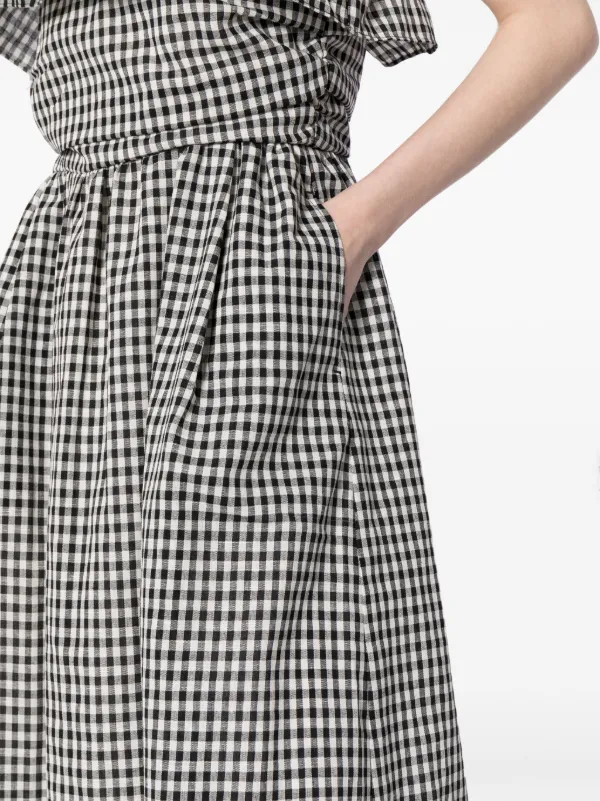 knee length dresses for ladies Black & White Checkerboard Ribbed Midi Dress main image 0