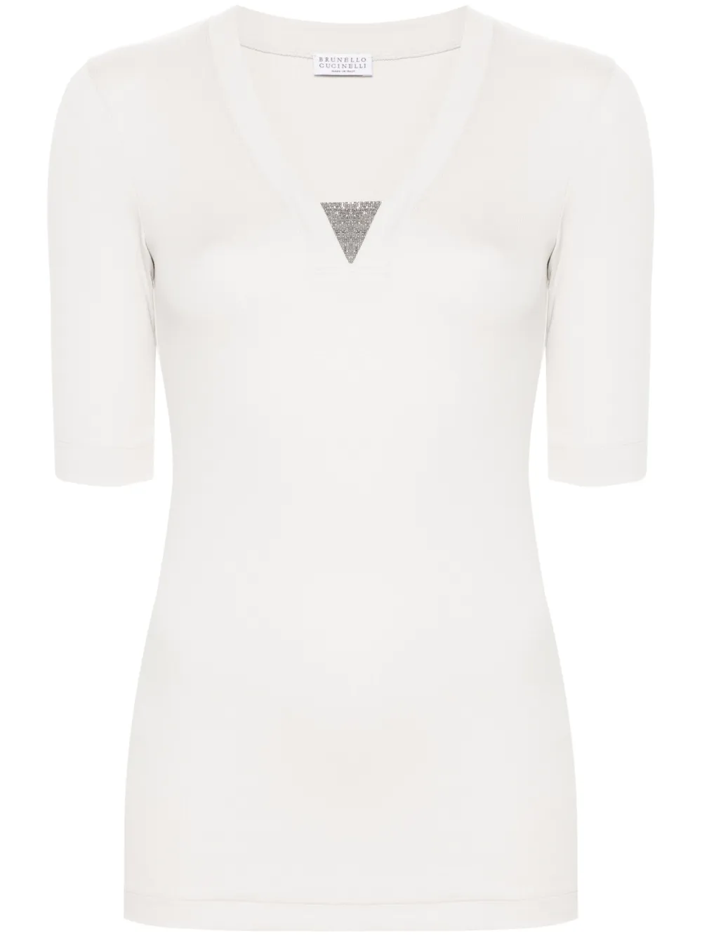 Brunello Cucinelli Monili Band Jersey T-shirt In Nude