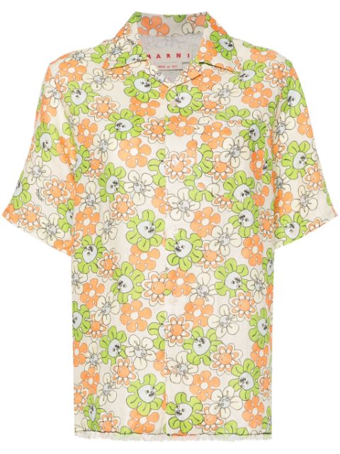 Marni floral-print linen shirt Women