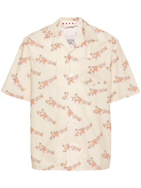 Marni tiger-print poplin shirt Men