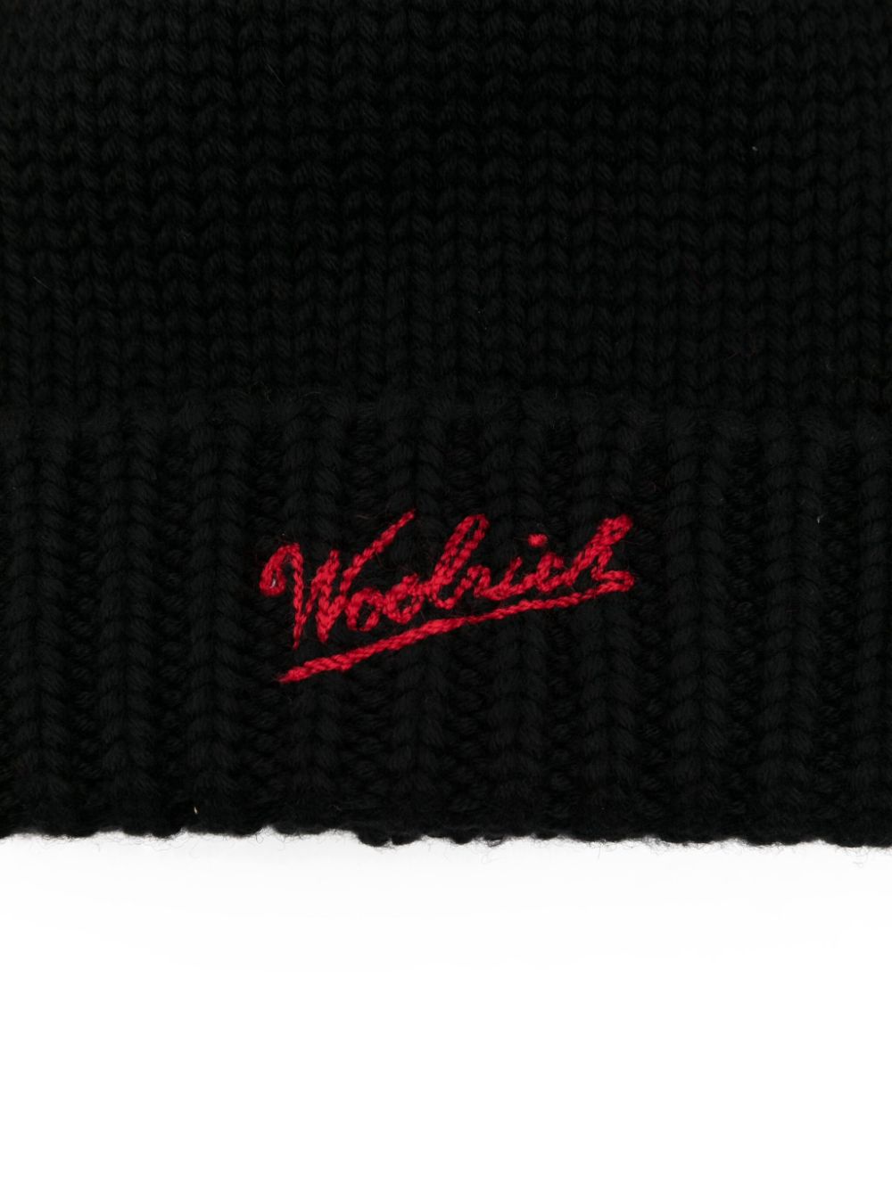 Woolrich Kids Muts met geborduurd logo van scheerwol - Zwart