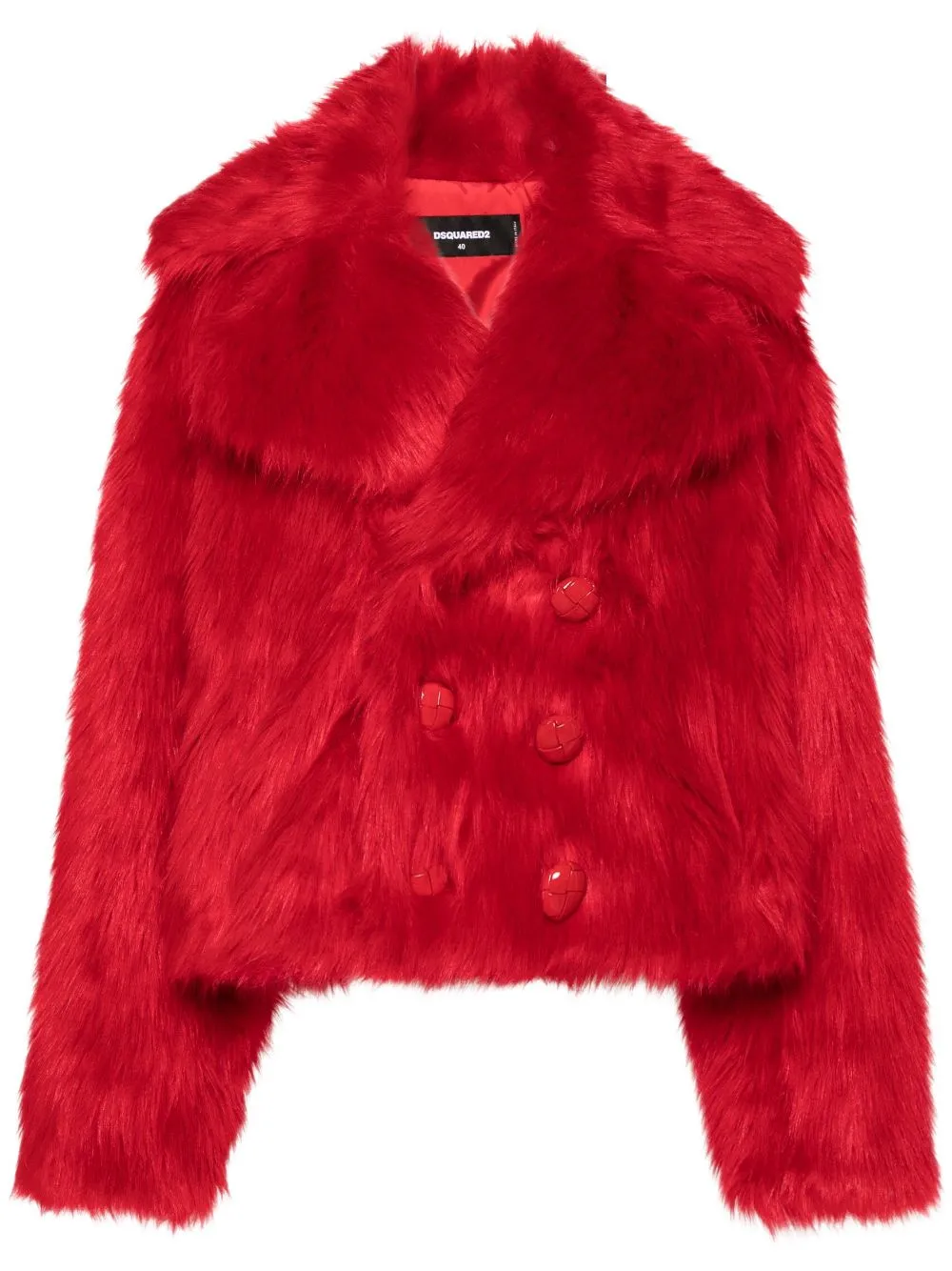 Dsquared2 Double-breasted Faux-fur Jacket In Red