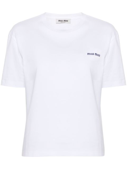 Miu Miu embroidered-logo cotton T-shirt Women