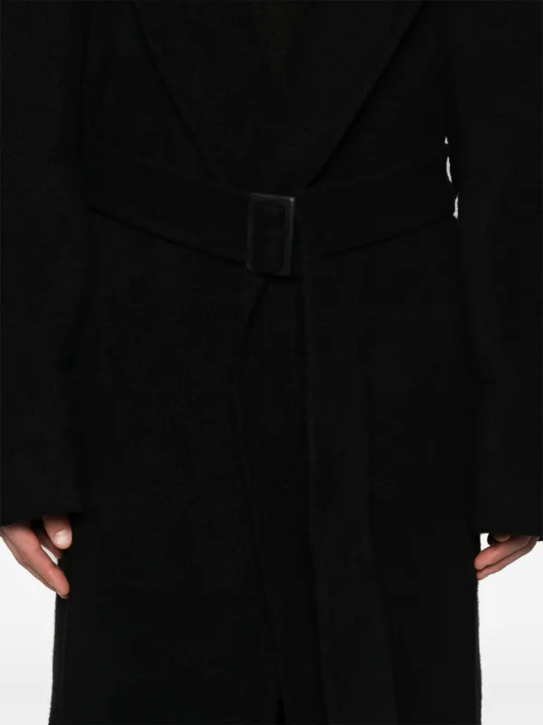 Rick Owens Slim Hoodie Cashmere Coat | Black | FARFETCH