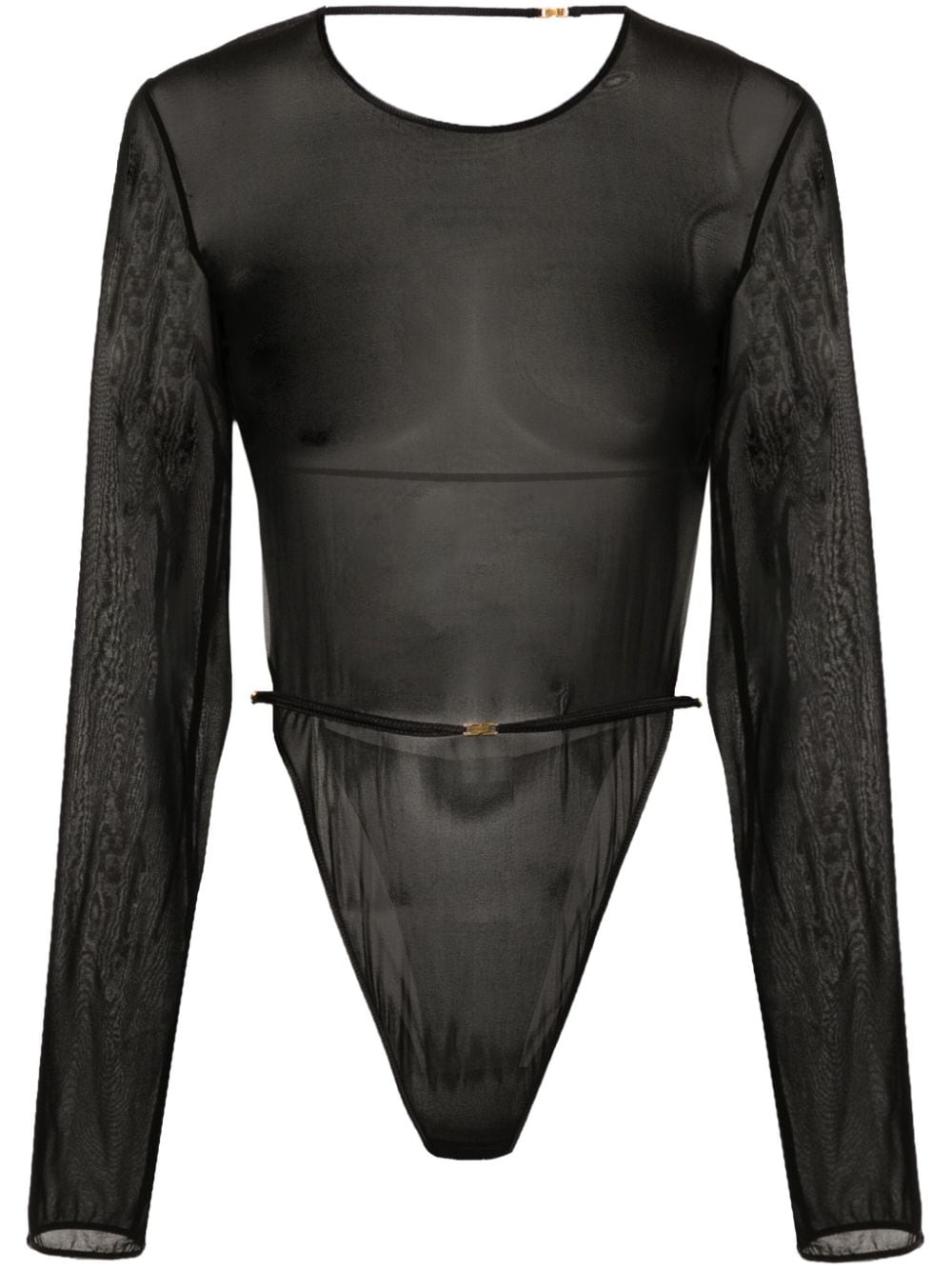 Saint Laurent Open-back Crepe Bodysuit In Black