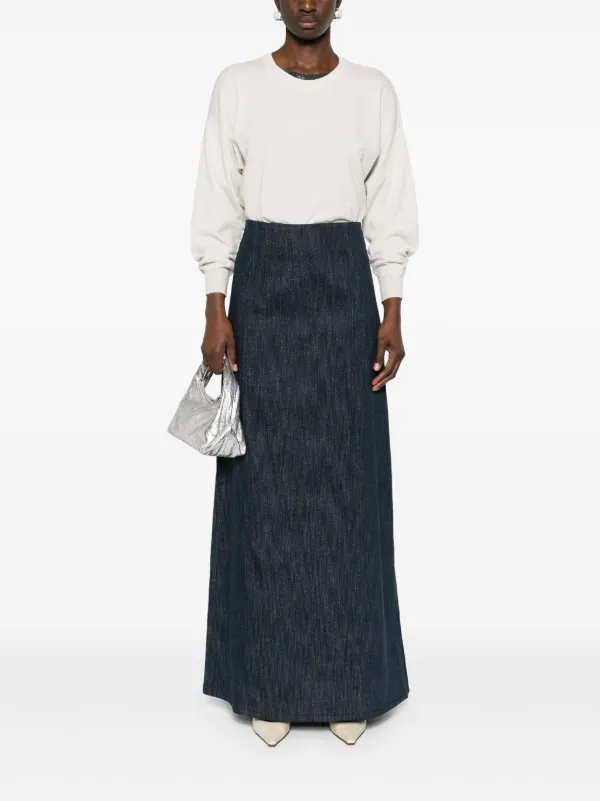 スカート Brunello Cucinelli Longuette Cotton Denim Skirt With Front BRUNELLO CUCINELLI Denim midi skirt | NET-A-PORTER