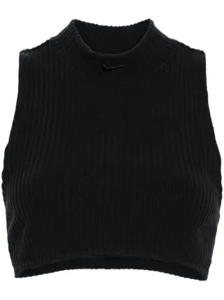 Nike mock-neck Ribbed Crop Top | Black | FARFETCH VN