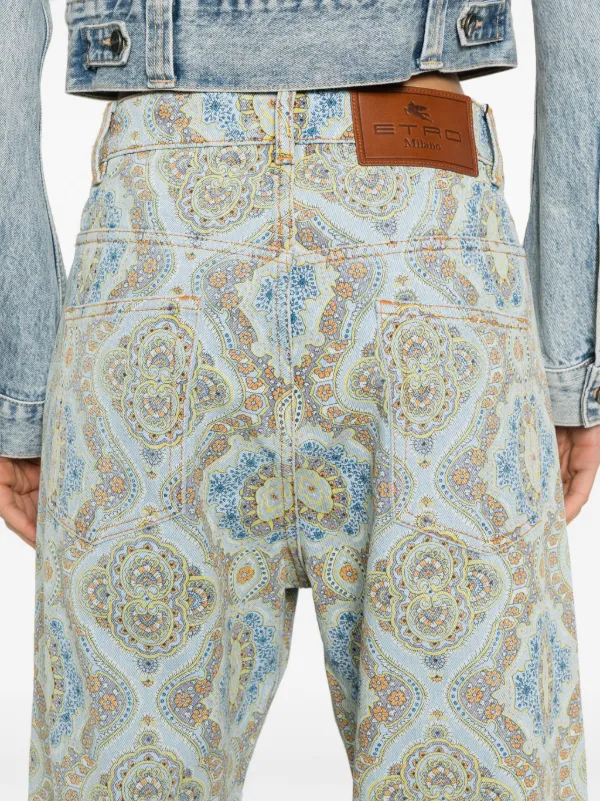 デニム・ジーパン Etro Paisley Print Jeans ETRO Denim-jacquard high-rise wide-leg jeans | NET-A-PORTER
