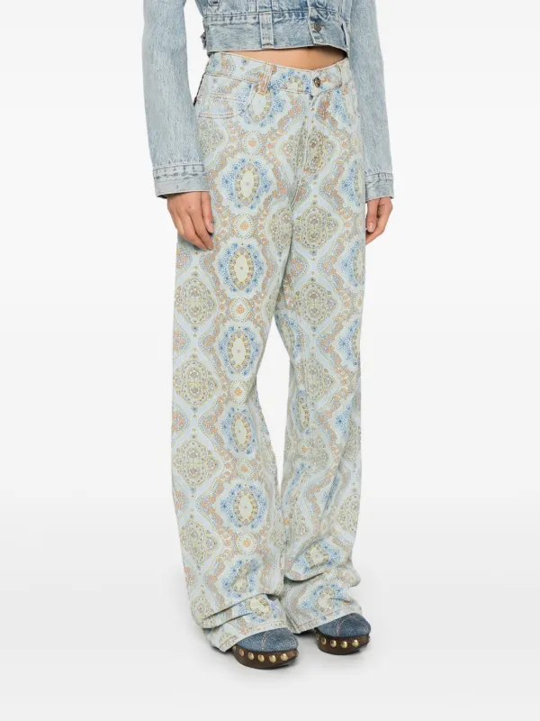 デニム・ジーパン ETRO Jeans maxi Paisley ETRO paisley-print wide-leg Jeans | Blue | FARFETCH