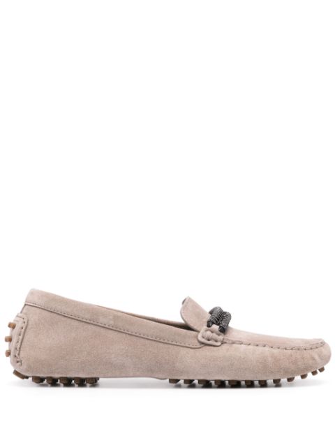 Brunello Cucinelli Monili-strap suede loafers Women