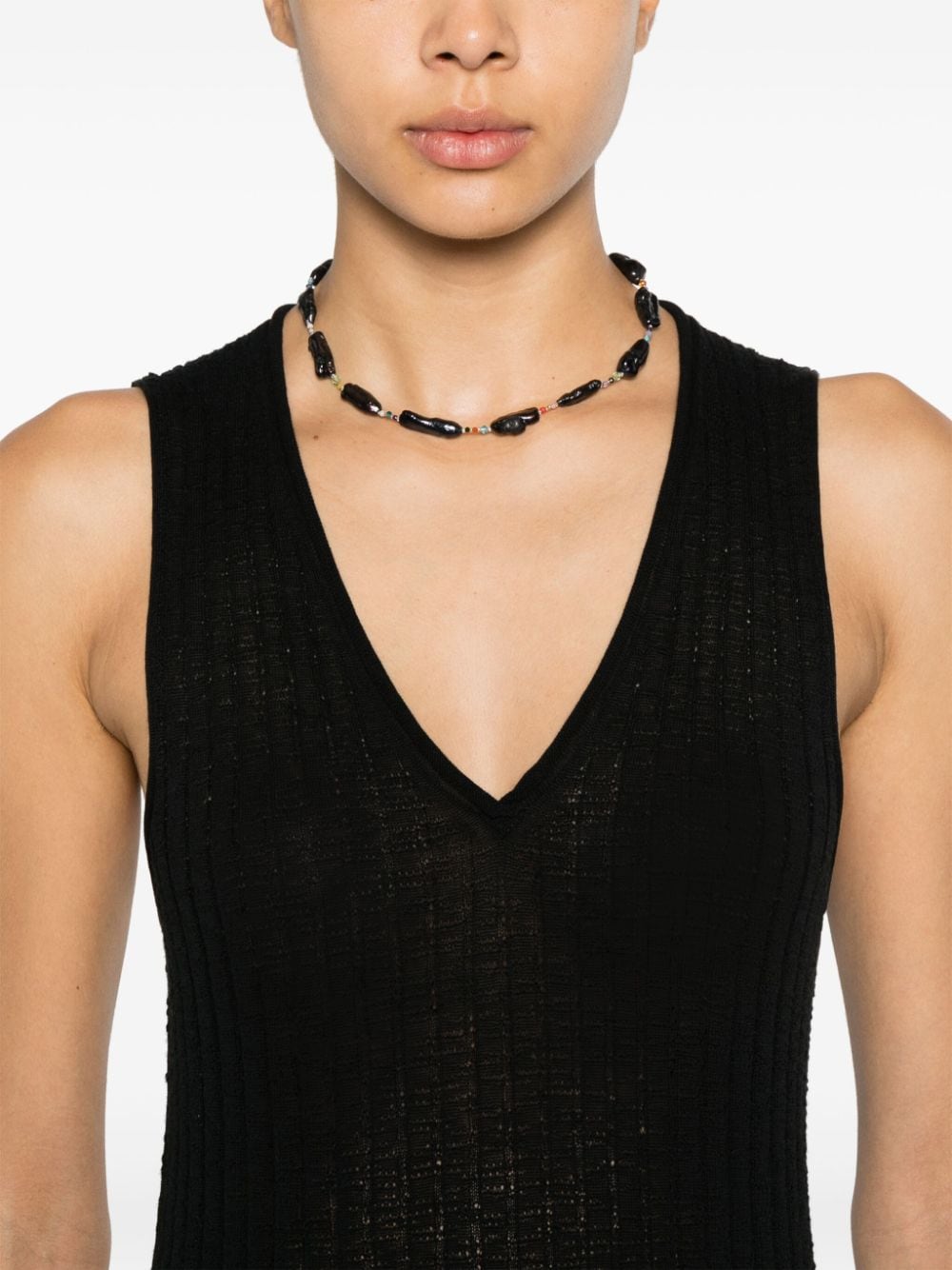 Shop Uma Wang V-neck Knitted Top In Black