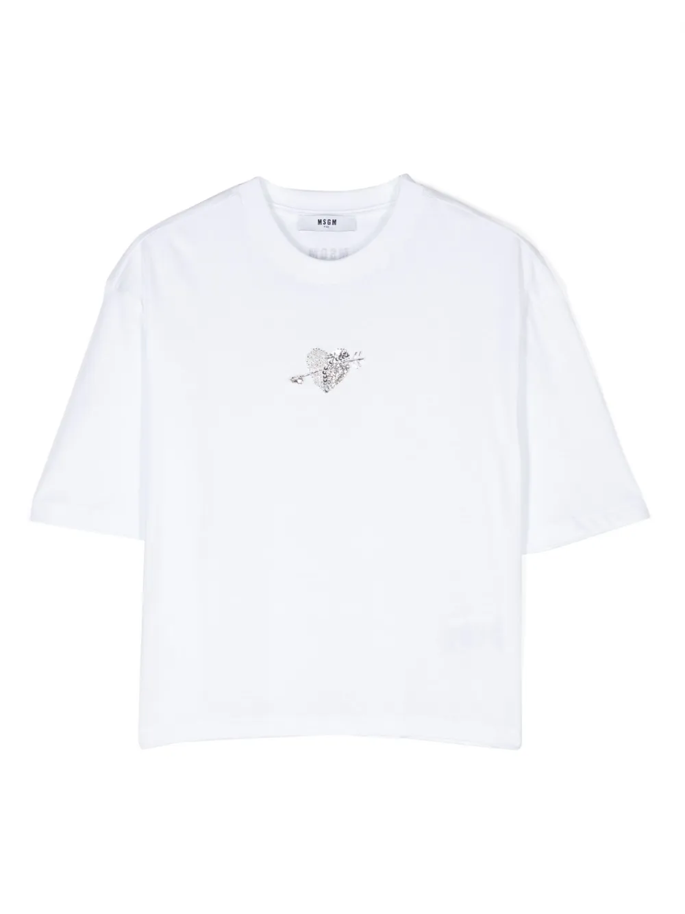 MSGM Kids T-shirt verfraaid met kristallen Wit