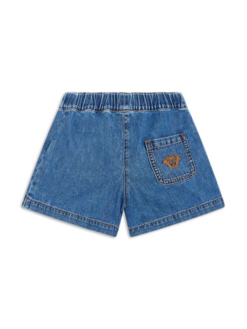 elasticated-waistband denim shorts