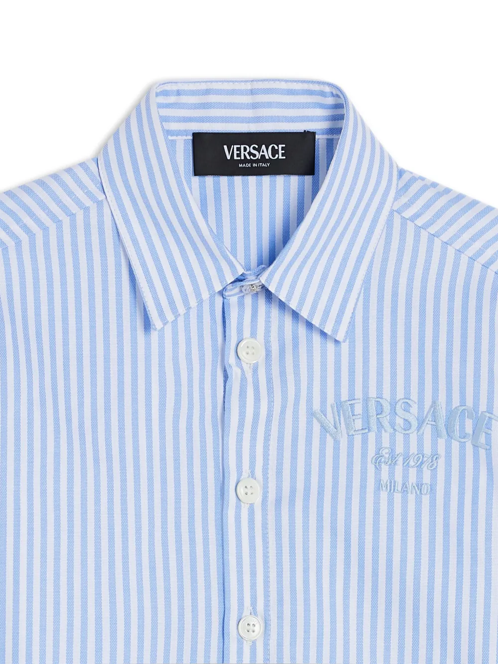 Versace Kids Gestreept katoenen shirt Blauw