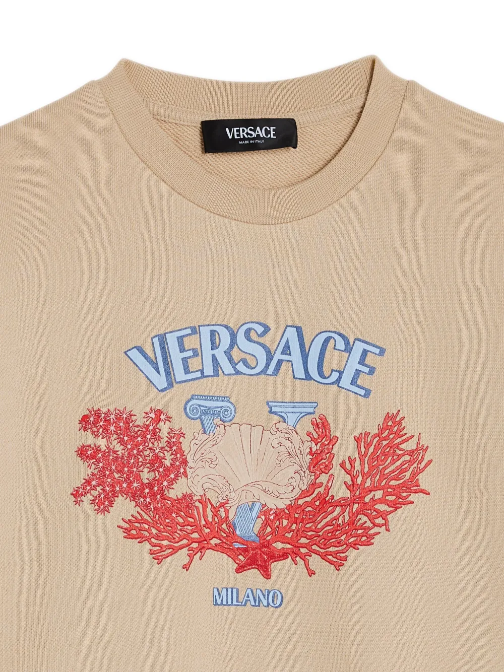 Versace Kids Katoenen T-shirt met logoprint Beige