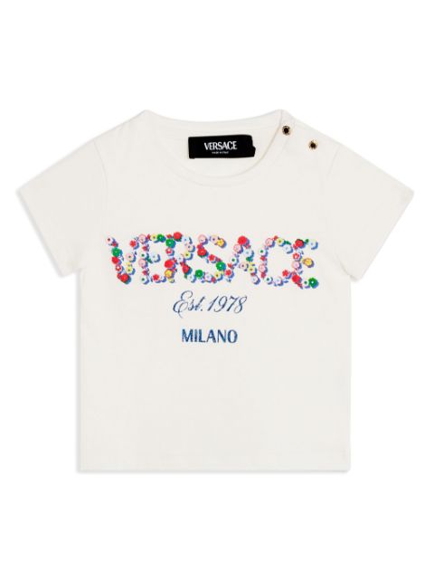 Versace Kids floral logo cotton t-shirt 