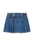 Versace Kids Medusa buttons pleated denim miniskirt - Blue