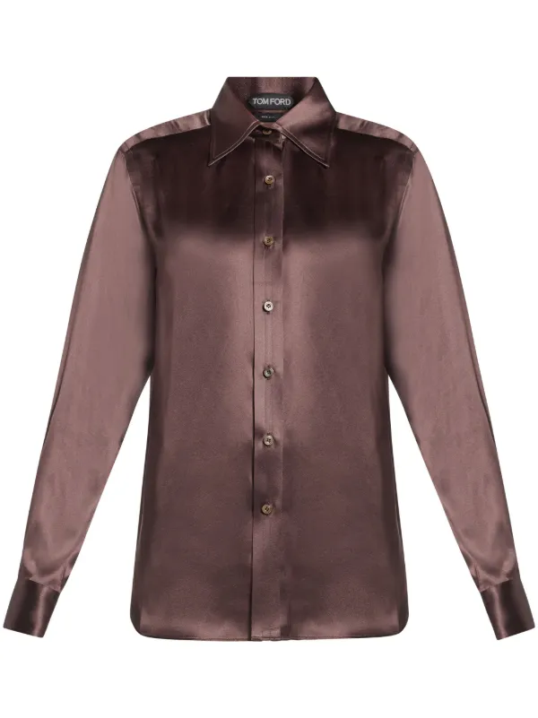 TOM FORD Buttoned Silk Shirt Brown FARFETCH JO