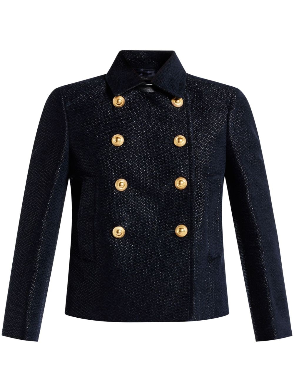 Tom Ford Cropped Peacoat In Black