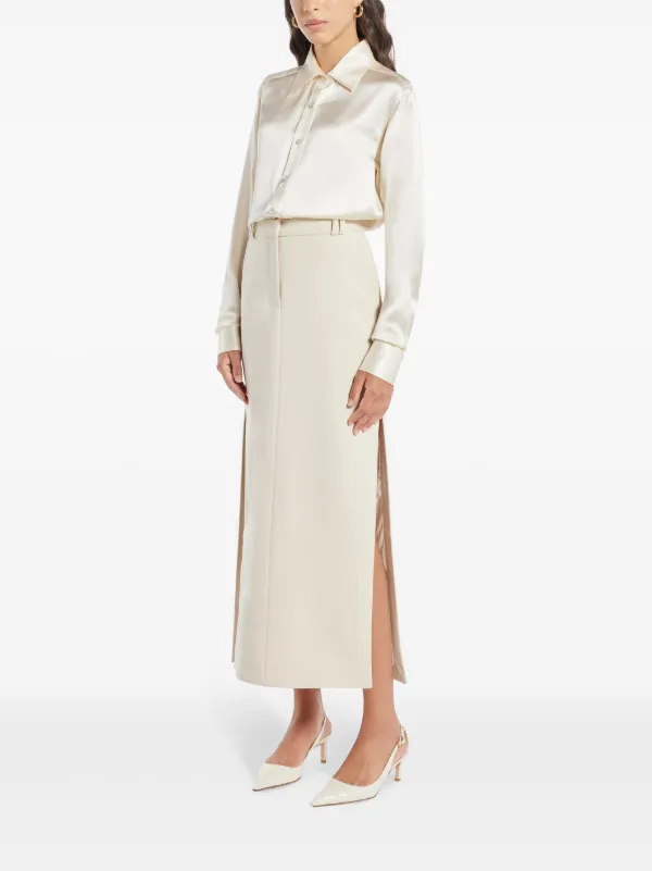 【関税＆送料込み】Tom Ford Long Silk Skirt TOM FORD Silk Shirt | Neutrals | FARFETCH