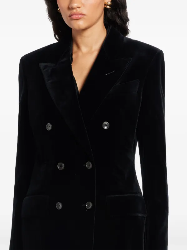 TOM FORD Velvet double-breasted Blazer | Blue | FARFETCH BH