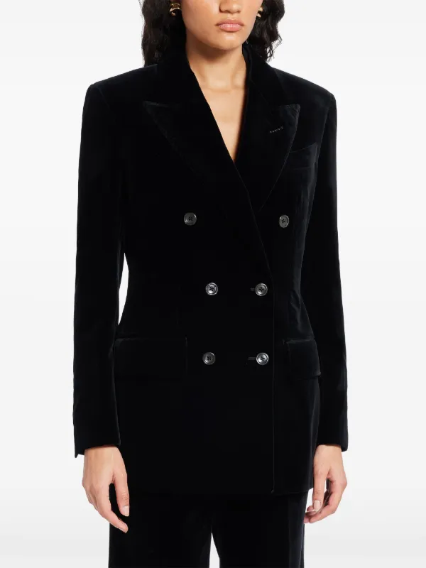 【関税込み】tom ford Double-breasted blazer TOM FORD Velvet double-breasted Blazer | Blue | FARFETCH