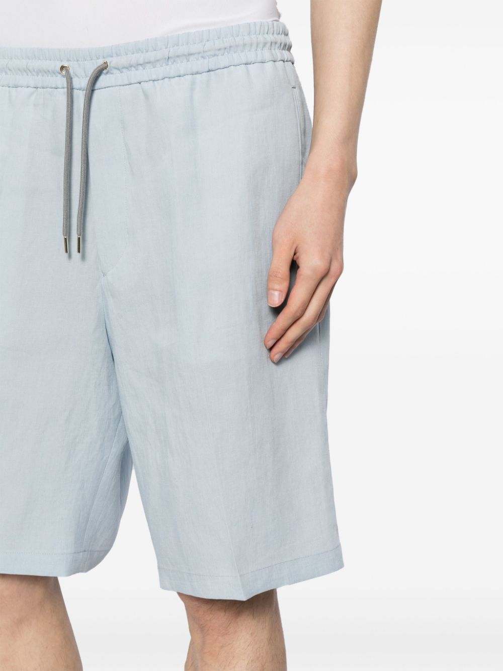 Shop Paul Smith Drawstring-waist Linen Shorts In Blue