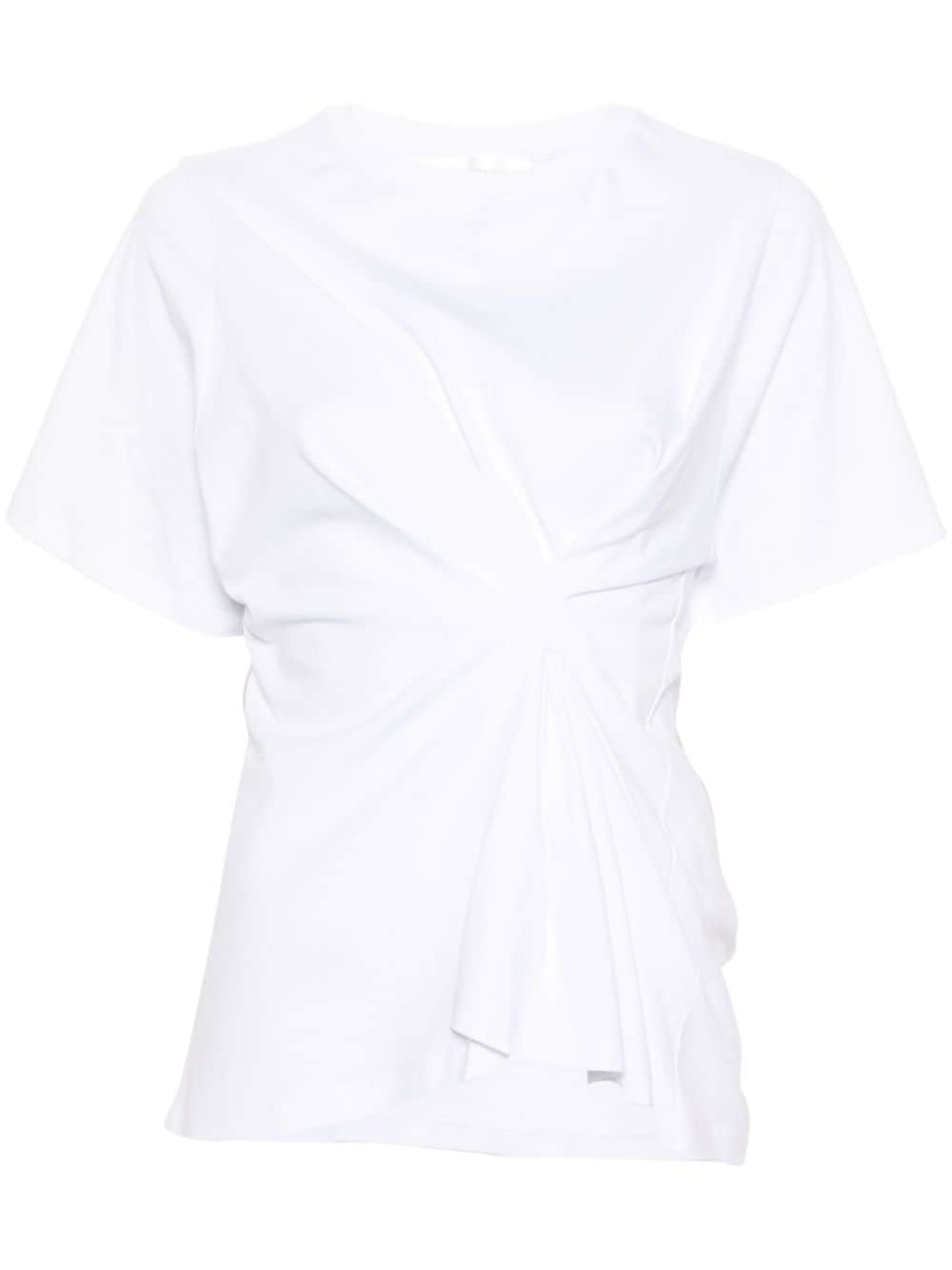 Victoria Beckham inverted-pleats cotton T-shirt Wit