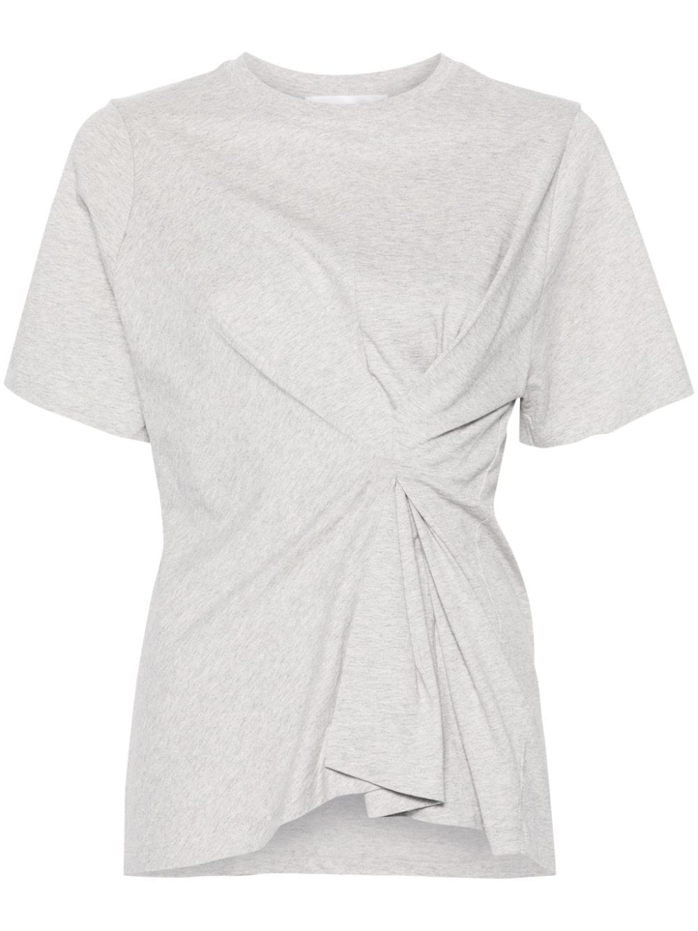 Victoria Beckham Gathered Cotton T-shirt In Gray