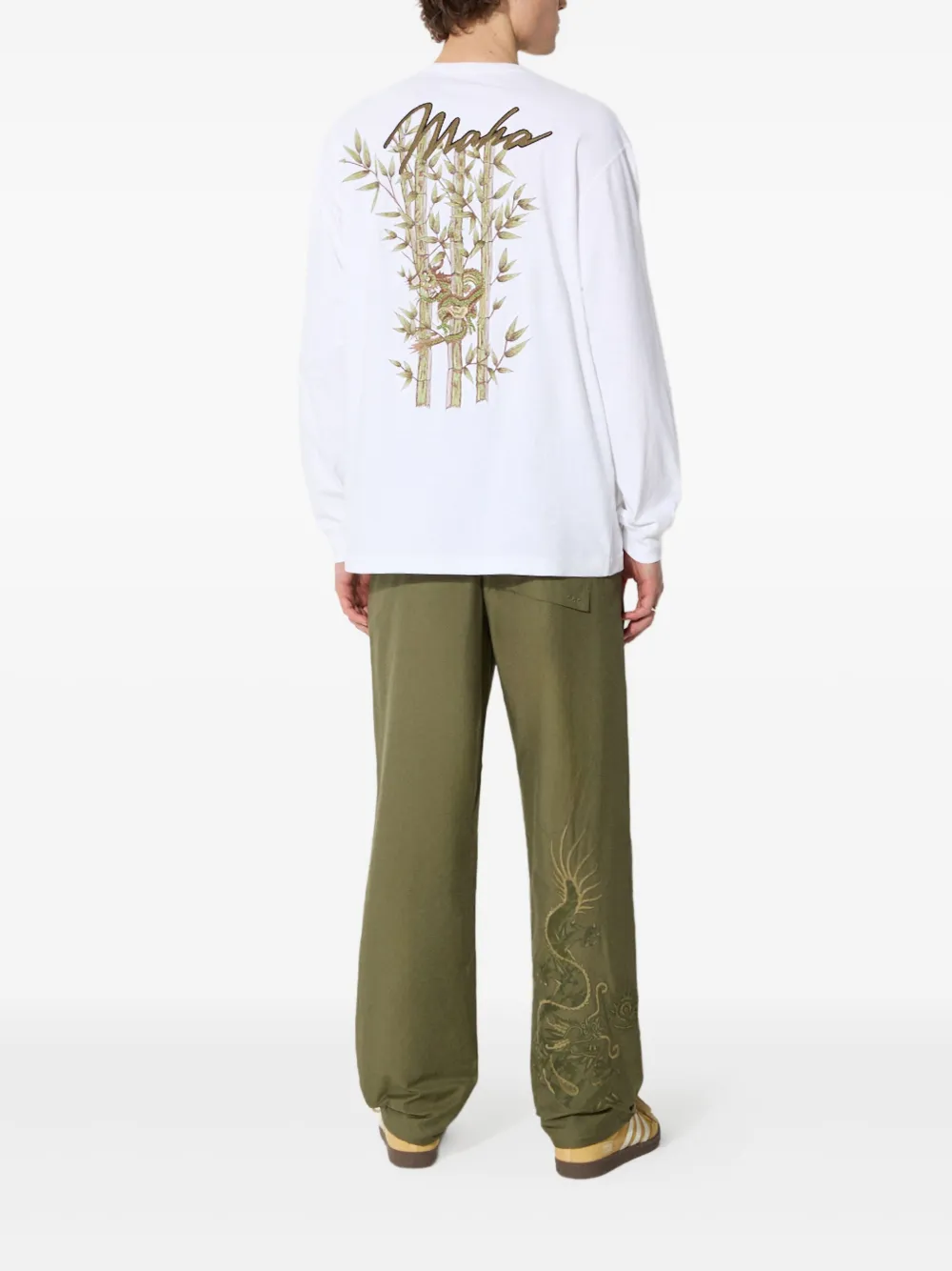 Maharishi Original Dragon embroidered trousers Groen