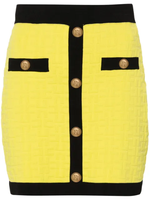 Elisabetta Franchi falda corta tejida con logo en relieve