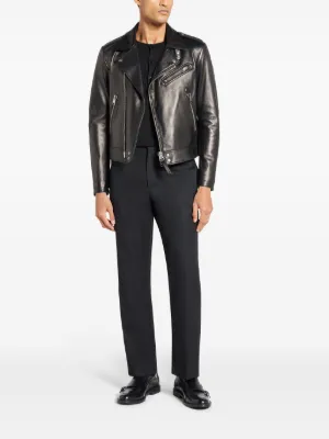 【関税込み】TOM FORD ジャケット TOM FORD (トムフォード) PRINTED CROC ZIP BIKER エンボス