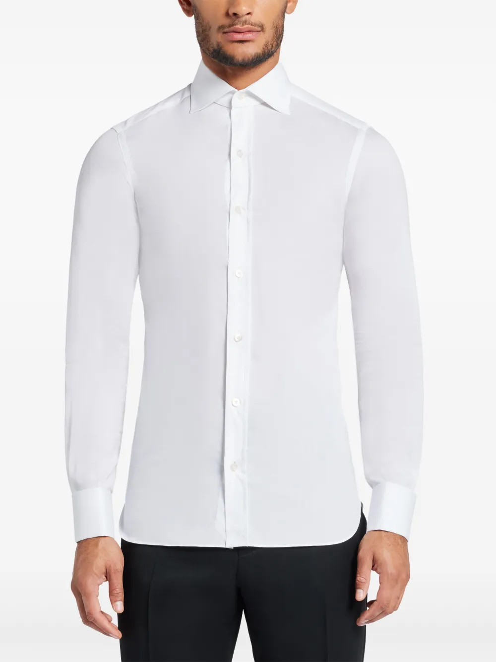 Shop Tom Ford Spread-collar Cotton Shirt In White