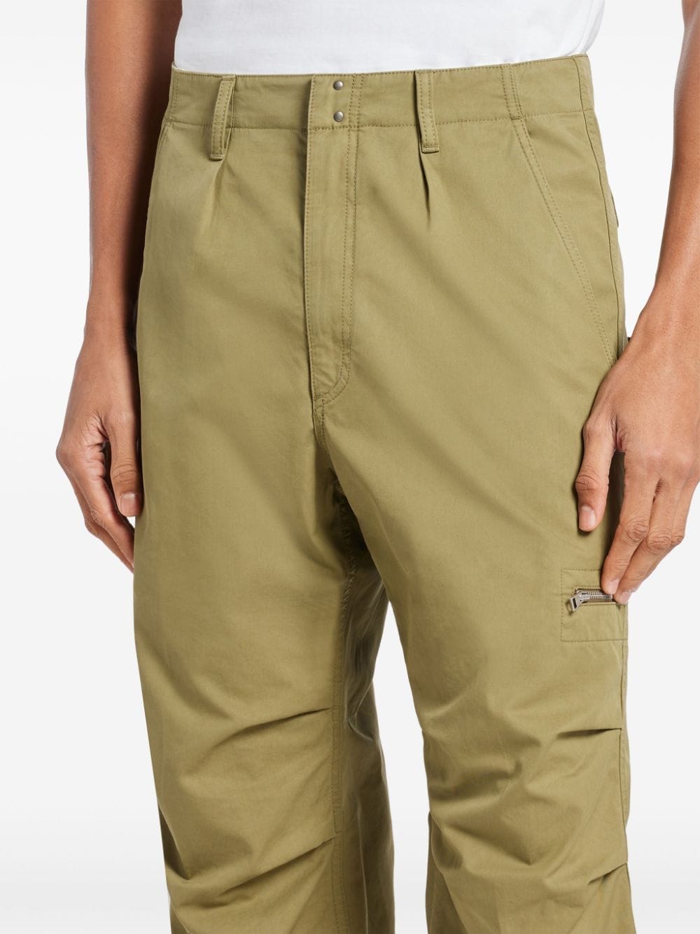 Shop Tom Ford Ruched-knee Cotton Trousers In Green