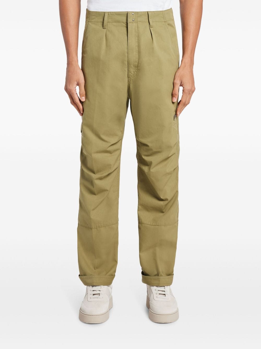 Shop Tom Ford Ruched-knee Cotton Trousers In Green