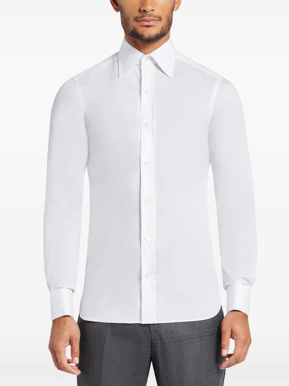 Shop Tom Ford Spread-collar Cotton Shirt In White