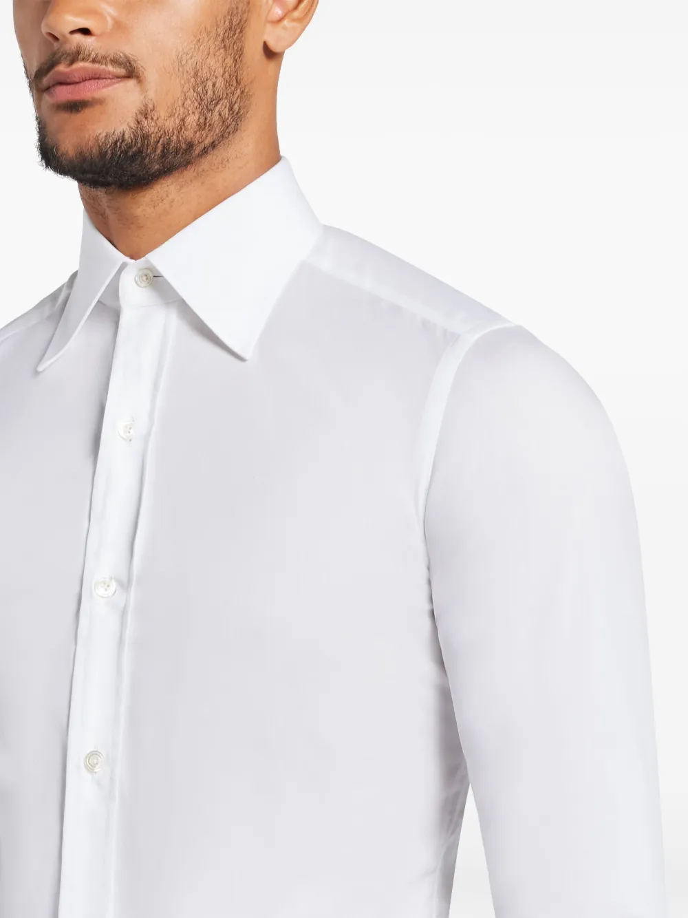 Shop Tom Ford Spread-collar Cotton Shirt In White