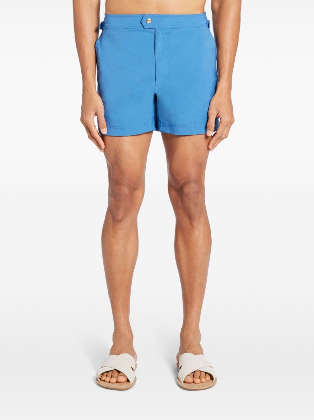 Shop Tom Ford Side-buckle Swim Shorts In Blue