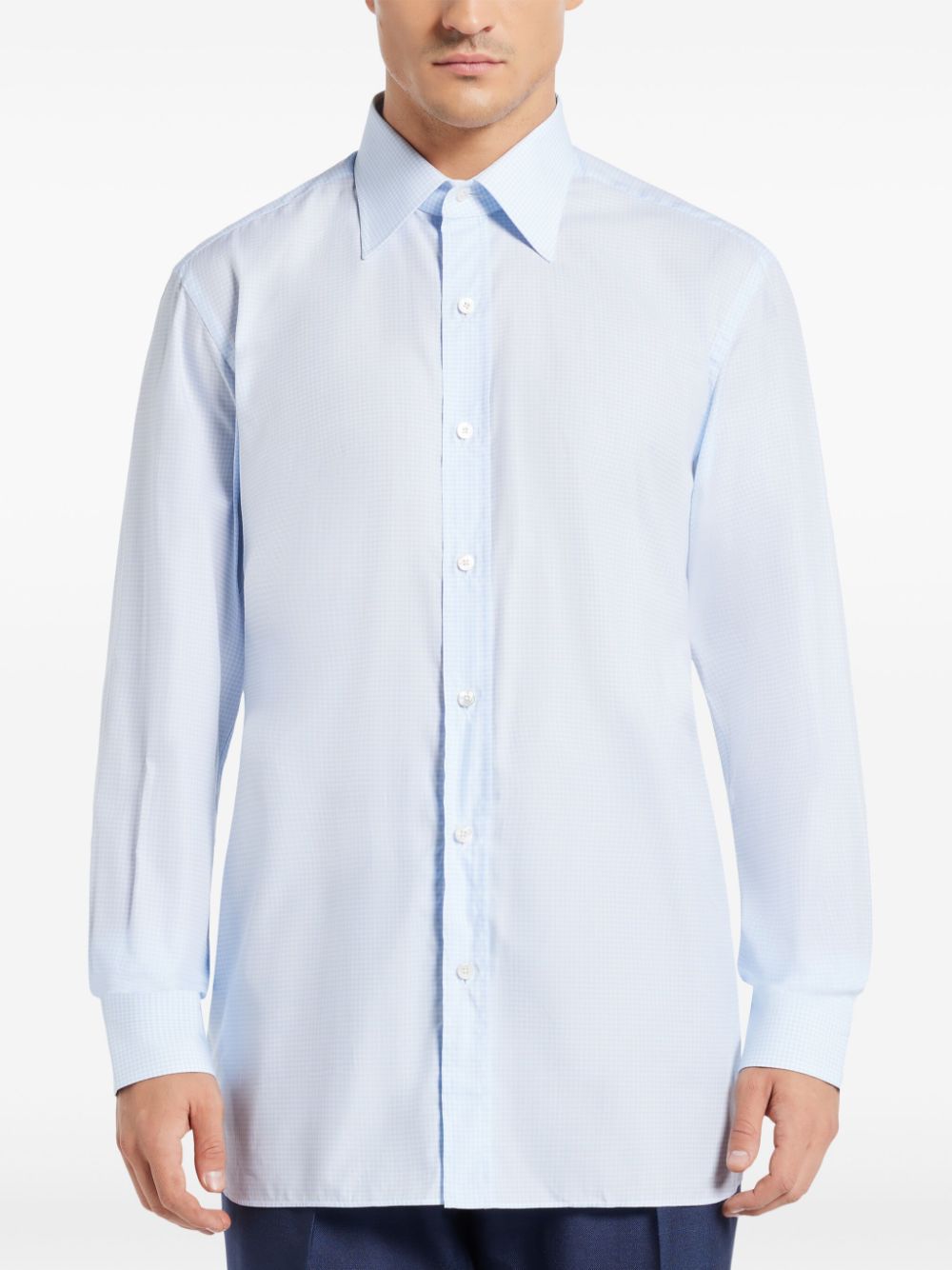 Shop Tom Ford Long-sleeve Poplin Shirt In 蓝色