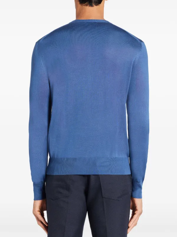 TOM FORD Henley Knitted Silk Top | Blue | FARFETCH