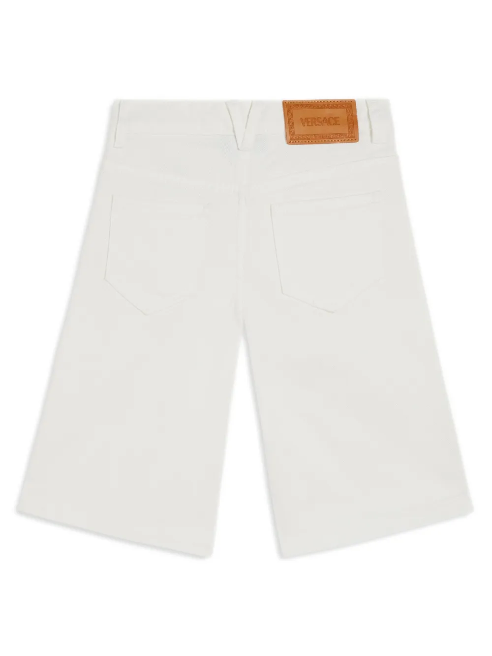 versacekids Versace Kids Spijkershorts met logopatch - Wit