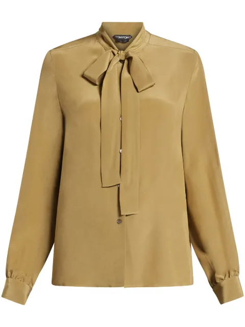 TOM FORD blusa de seda con moño y cinta