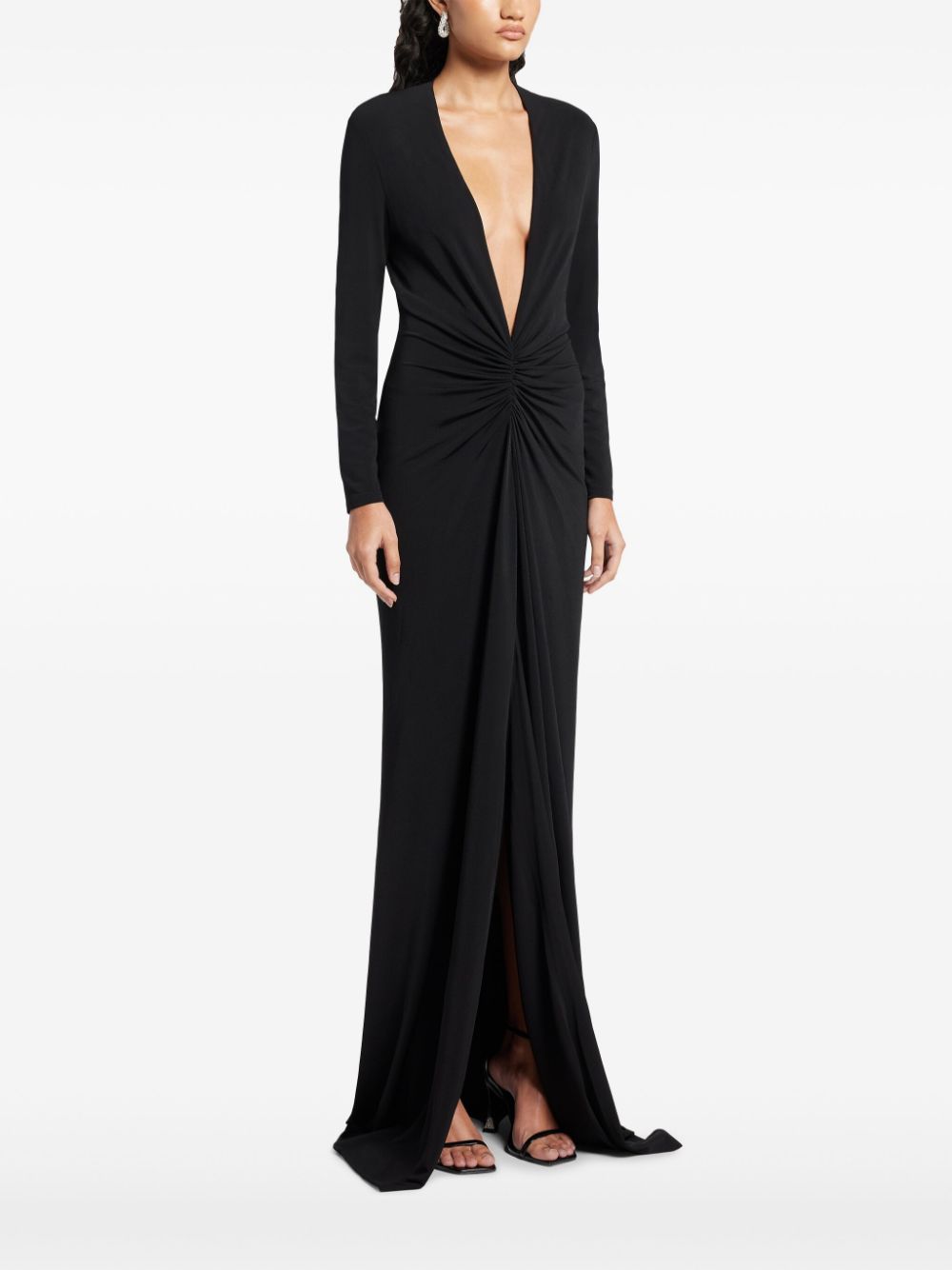 Shop Tom Ford V-neck Long Sleeve Dress In Schwarz