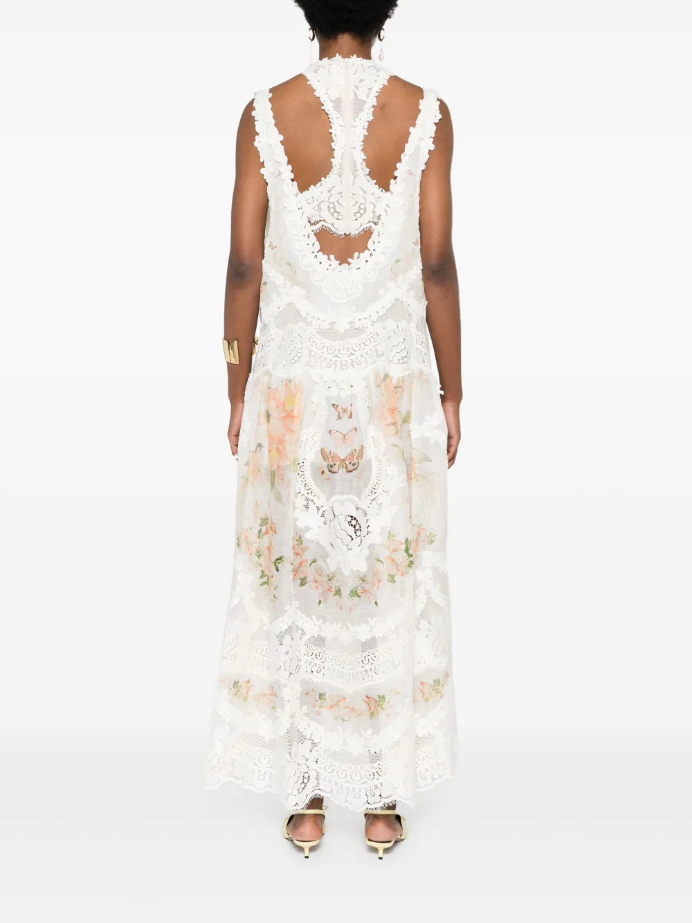 Zimmermann Natura Lace-trimmed Linen-silk Maxi Dress In Neutrals