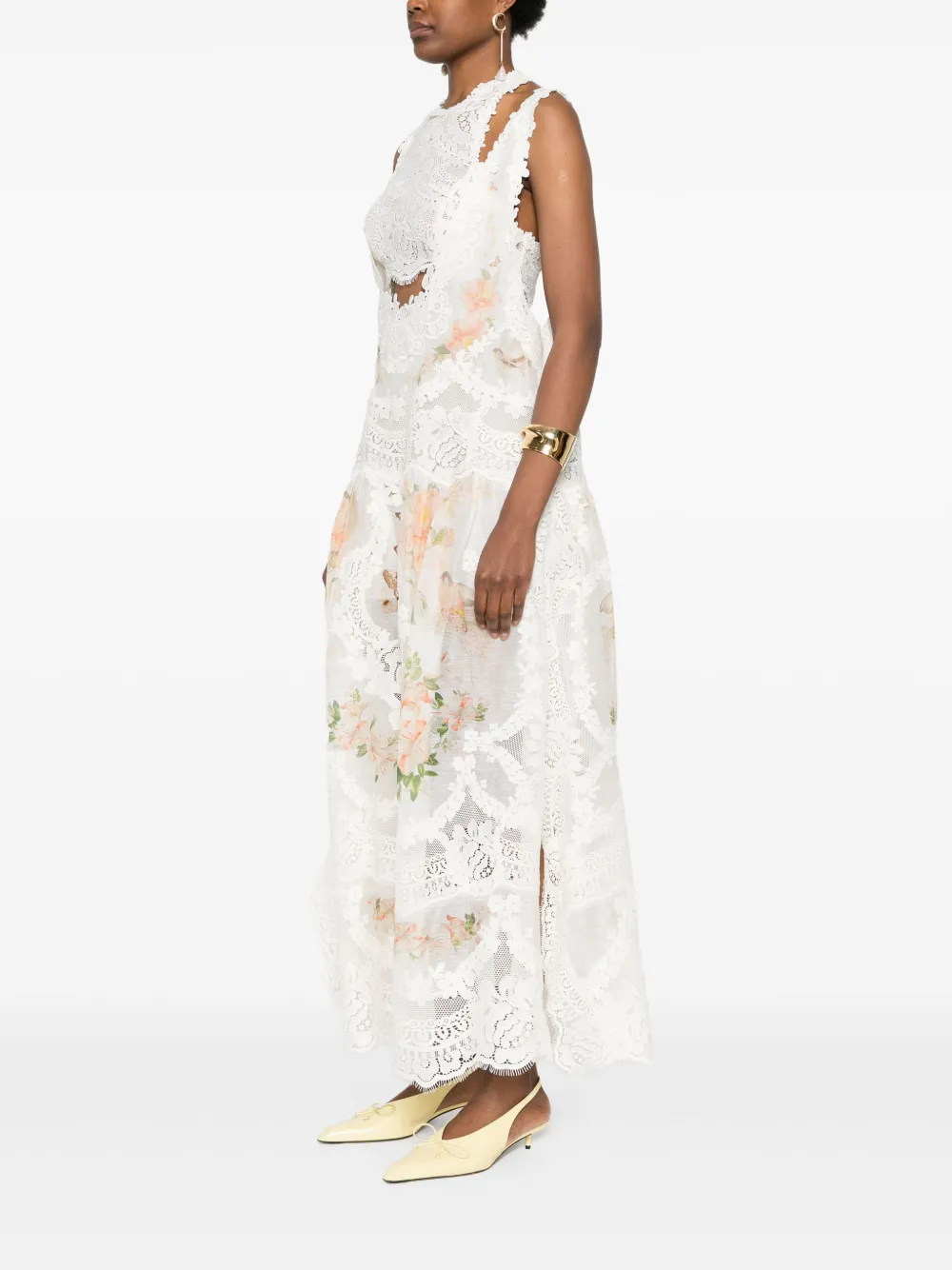 Zimmermann Natura Lace-trimmed Linen-silk Maxi Dress In Neutrals